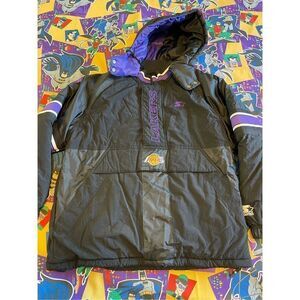 LA Lakers Size Medium Starter Jacket Vintage   1/4 Zip Black Men Used